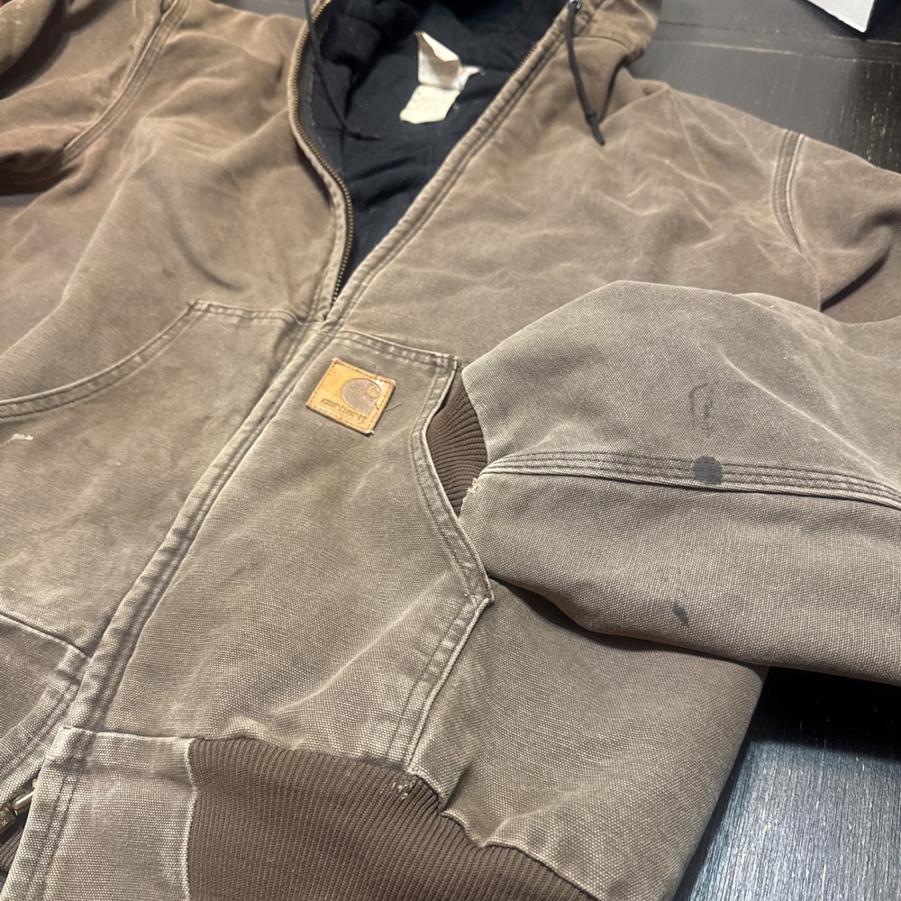 Vintage Carhartt J68 CHT Chestnut Brown Jacket Size XXL TALL Quilted Distressed - Picture 2 of 9